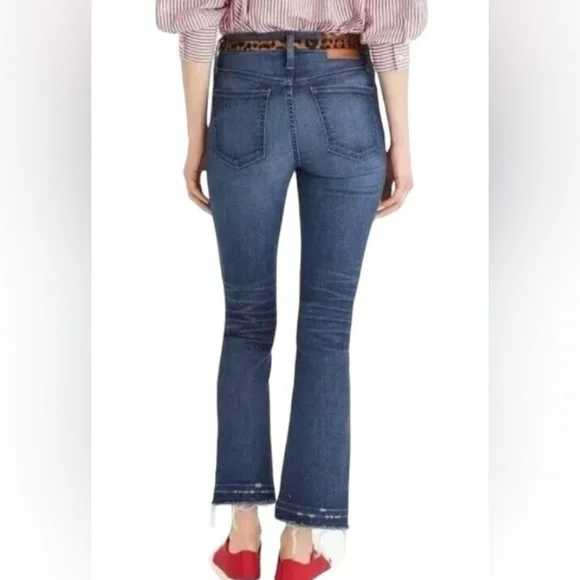 J. Crew Jeans Womens 27 Billie Demi Boot Crop High Rise Stretch Fringe Hem Denim - Picture 2 of 16